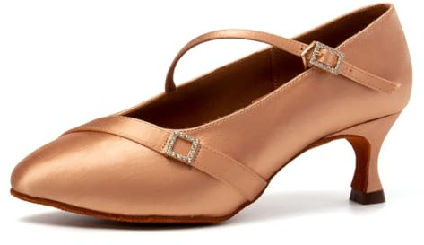 GYUBL Chaussures de Danse Femme Bout Fermé de Salon Standard Caractère Chaussures pour Latine Salsa Tango Bachata Valse,125-Beige-5.5,EU39