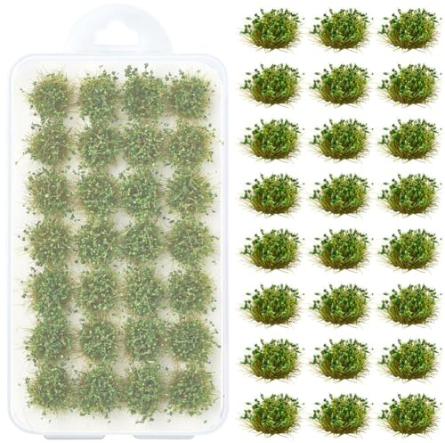 SOFPLATE 1 caja de 28 matas de Hierba Verde En Miniatura de Plástico para Modelismo Ferroviario Arbustos Dioramas Paisajismo Plantas Artificiales para Maquetas de Trenes Dioramas Paisajismo Decoración