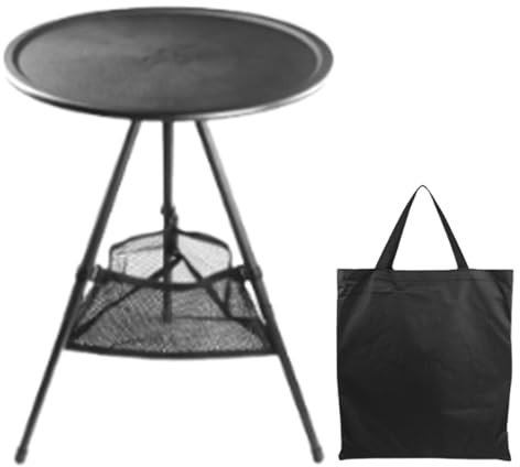 Générique Tableau Extérieur Pliant - Table De Camping Pliant | Tableau De De Camping Rond À Petit Patio | Bureau Pliable Rond avec Hauteur Réglable pour La Cuisson du Barbecue BBQ À L'extérieur D