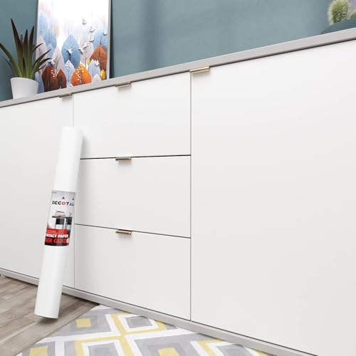 Decotalk Vinilo Adhesivo Muebles Blanco Unicolor 30X300cm Rollo Papel Adhesivo para Muebles de Cocina Impermeable Papel Pintado Blanco Decorativo para Dormitorio Baño Armario Puerta Mesa Autoadhesivo