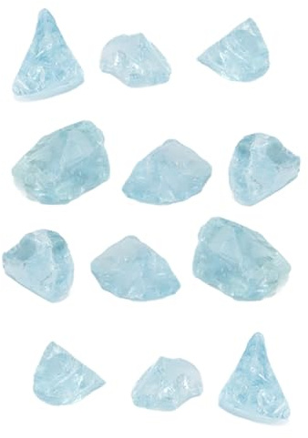 Durlo Aquariensteine, hellblauer Glasrohstein, 500 g, unregelmäßig zerkleinert, 3–5 cm, Dekoration für Aquarien aller Größen, Heimdekoration, Pflanzenlandschaftsbau