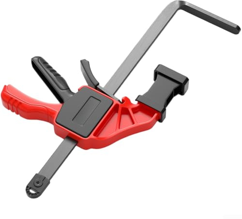 Collier de scie à rail de type F pour rail de guidage avec force de serrage de 90 kg, mécanisme de dégagement rapide, pointes de protection en caoutchouc, compatible avec rails de 12 x 8 mm, (A)