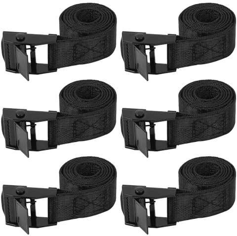 6 Pièces Sangles de Serrage Courtes 20 mm x 50 cm, Sangles d’Arrimage avec Boucle Métallique, Sangles Réglables pour Porte-Vélo, Moto, Bagages, Transport et Fixation