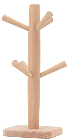 Althwuyu Kaffeetassenhalter aus Buche, Tassenbaum, Teetassenständer aus Holz mit Furchennägeln für die Aufbewahrung von Küchentheken und Esstischen