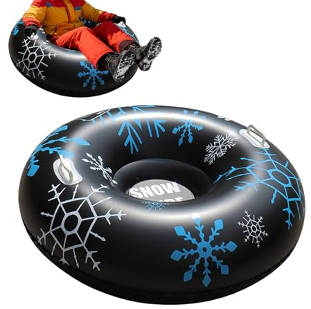 Tubo De Trineo De Nieve - Trineo Inflable Con Forma De Buñuelo Grueso De PVC De 35,43 Pulgadas, Tubo Inflable Resistente De Doble Mango, Tubos De Nieve Inflables, Trineo De Invierno Al Aire Libre Para