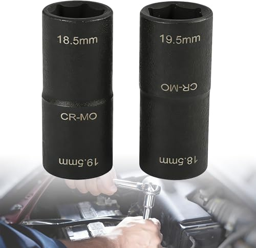 JinRuiCPeng 2 pièces Clé à percussionà, écrou de roue à double tête avec douilles 18,5 mm et 19,5 mm 1/2, pour démontage et montage rapide des boulons de roue, outil pratique, Embout Cle a Choc