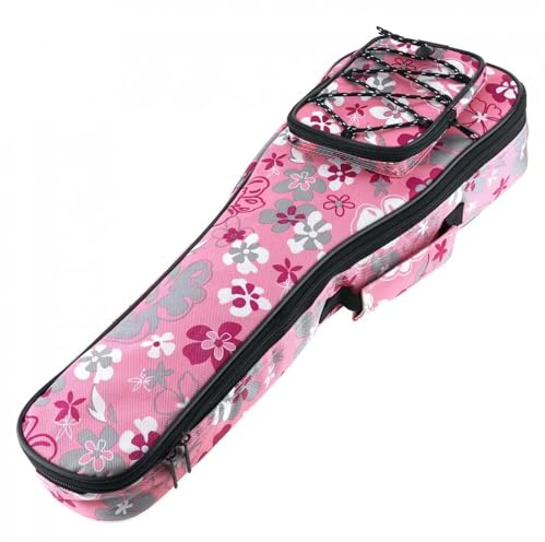 MOHUIED Gitarrentasche Gitarrenrucksack 21 Zoll Bunte Ukulelentasche 10 mm weiche Baumwolltasche Gig Ukelele Mini-Gitarrenrucksack 2 Farben Optionale Gitarrentaschen(Pink)