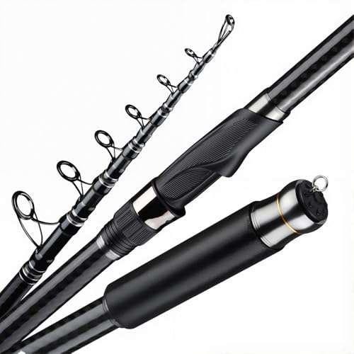 TUJISEK Carbon Angelruten 2.1m 2.4m 2.7m 3m 3.3m 3.6m 3.9m 4.2m 4.5m 5.4m Teleskop Angelrute Angel rute Karpfenrute Teleskopangel Meeresruten FüR FlüSse Seen Und Ozeane(3.0m)
