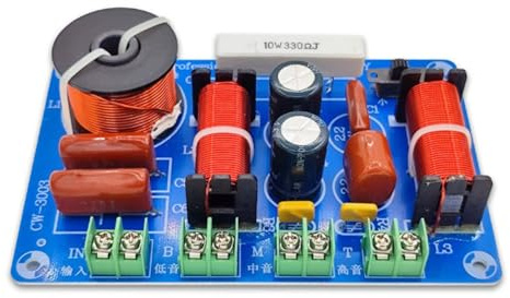 Akfldms Filtro Divisor de Frecuencia de 3 Vías, 250 W, 850/5200 Hz, Módulo de Cruce de Altavoces de Audio, de Audio Estéreo HiFi de Graves Medios para Armar Mismo.