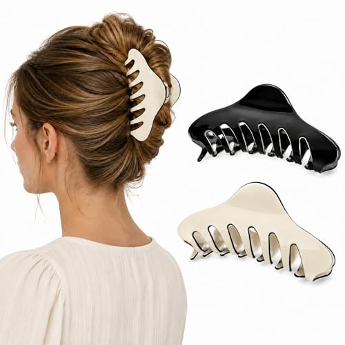 Ypkia 2 fermagli per capelli grandi in acetato, da donna, eleganti, antiscivolo, forte tenuta, per capelli spessi, per donne e ragazze