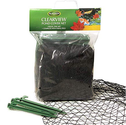 Blagdon 1022378 Clearview Pond Cover Netting, Strong Double Weave, Black, Fine, with 6 Fixing Pegs, Net Size 3m x 2m (10’ x 6’ 6”), Protects Pond