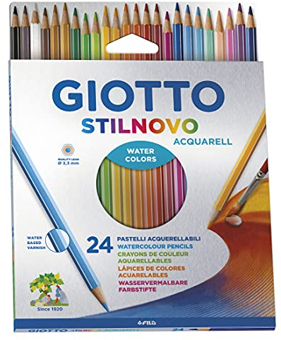 Giotto 255800 Pastelli Acquerellabili Stilnovo, 3.3 mm, Confezione da 24