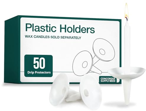 Concordia Supply Candlelight Service Reusable Plastic Candle Holders for Candlesticks - 50 Pcs. Protector for Church Vigils, Memorial, Congregational, & Christmas Eve Candles