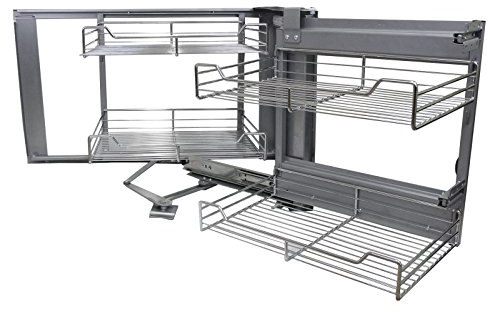 KuKoo Magic Corner Eckschrank Korb Küchenschrank Körbe Schrankauszug Schrankkörbe Küchenkorb Korbauszug Schrankauszüge Schrankkorb Küchen-Regal Soft Close Aufbewahrung 90cm - 100cm rechtsöffnend