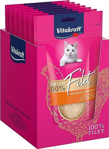 Vitakraft Premium, Katzen Leckerli, mageres Hühnchenfilet, Vorratsgröße, hypoallergen, ohne Zusatz von Getreide (7x 70g)