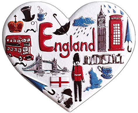 3D-Kühlschrankmagnet, Herzform, England-Kollektion, Souvenir, Geschenk, Heim- und Küchendekoration