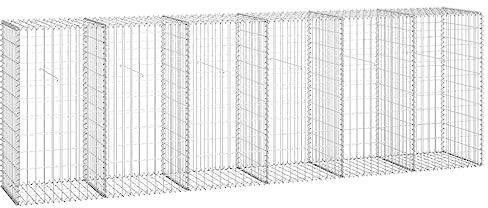 vidaXL Mur en Gabion avec Couvercles Acier Galvanisé 300x50x100 cm Clôture