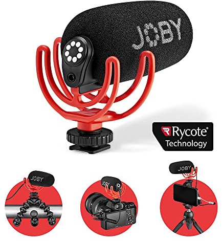 JOBY Wavo Microphone Compact de Vlogging sur Caméra à Directivité Super Cardioïde avec Rycote Duo-Lyre pour Smartphone CSC Vlogging sans Miroir Créateurs de Contenu Youtuber Podcast IRL