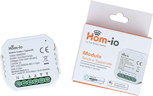 Hom-Io | HOM-MOD-CURTAIN, Modulo Switch per Serrande, Tende e Tapparelle Elettriche, Smart Home, Interruttore WiFi Domotico, Compatibile con Alexa, Google Home e App Hom-io
