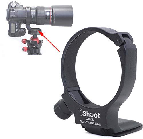 Tripod Mount Ring, iShoot Lens Collar Support Compatible with Canon EF 100mm f/2.8L Macro IS USM Lens (Replace Canon Tripod Mount Ring D), Built-in ARCA Type Camera Quick Release Plate for Tripod Head