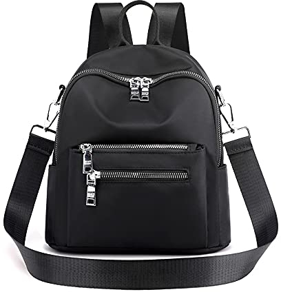 JIANLINST Rucksack Damen Klein Schultertaschen Schulrucksack 2 In 1 Kleinen Wasserdichte Casual Tagesrucksack Daypack Schwarz