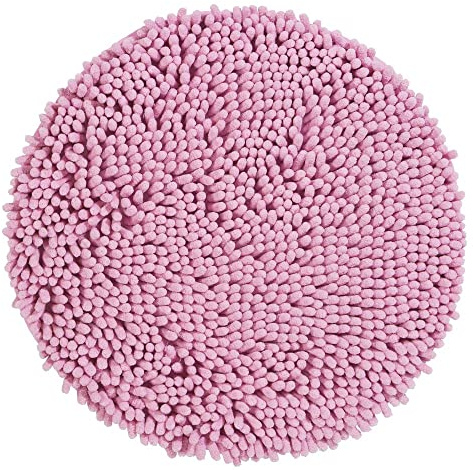 PANA® Tappeto da bagno rotondo in ciniglia (Ø 56 cm) • Per WC, doccia o lavabo • Microfibra ultra morbida • Antiscivolo e lavabile • Colore: Rosa