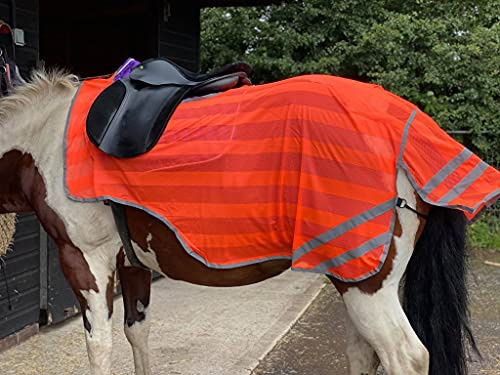 Equipride Reflex Hint-Übungsdecke, hochsichtbar, Vierteltuch, Sattelspalt, Voll/Cob/Pony, Neon-Orange (voll)