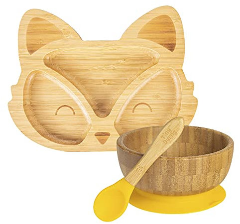 Tiny Dining Kinderbambusseckung Fuchs Set - Gelb - Gelb