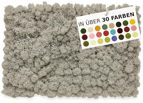 NaDeco Island-Moos 500g, echtes Moos in 30 Farben zur Wahl, fluffig & prall, Basteln Wand Deko Moss, für Moosbild Mooswand Moosplatten Kugelmoos Dekoration Ostern Weihnachten, Farbe:Grau