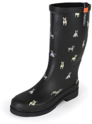 Regenliebe Waldi - Botas de goma para mujer, caña larga, Negro , 37 EU