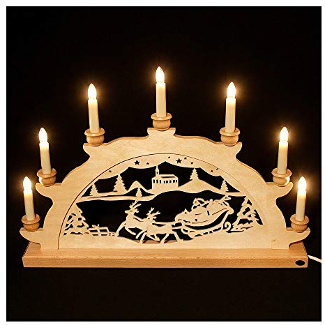 Holz-Schwibbogen Lichterbogen Schwibbogen aus dem Erzgebirge (Weihnachtsmann, 50 cm)
