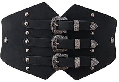 Diyafas Rétro Femmes Large Cinch Ceintures pour Robes Chemises Ceinture Élastique Dames Corset, Noir, Taille unique