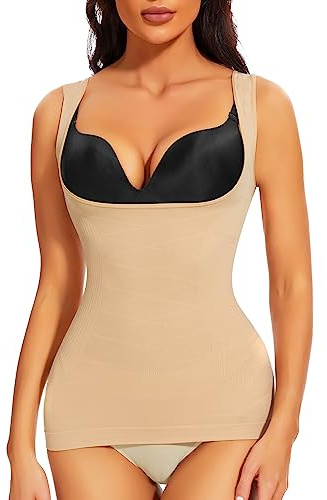 Joyshaper Shapewear - Camiseta interior para mujer, sin costuras, con tirantes anchos, beige, L