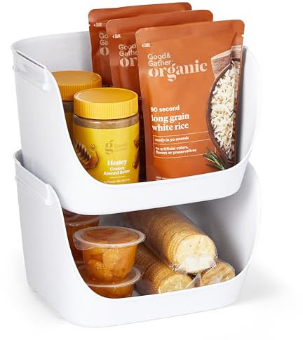 YouCopia ShelfBin Stacking Pantry Bins, 2-Pack, Stackable Storage Basket Organizers for Kitchen and Cabinet Organization