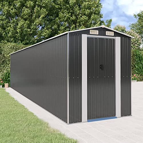 Camerina Geräteschuppen Anthrazit 192x855x223 cm Verzinkter Stahl Motorradgarage Outdoor Hut