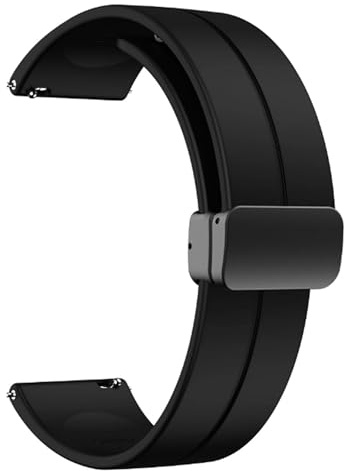 BR45 klockarmband – silikon med magnetlås – Smartwatch kompatibel – snabb frigöring – 20 mm 22 mm – elegant, flexibel och lätt att justera, svart, 22mm, sportig