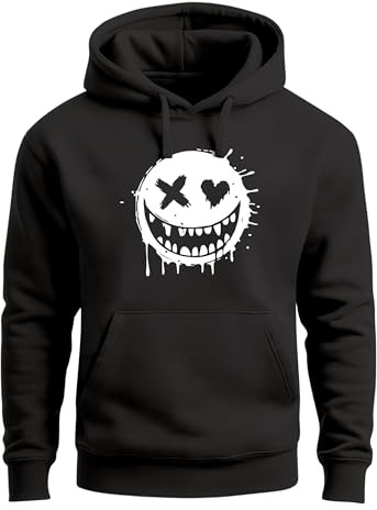 Neverless® Hoodie Herren Print Aufdruck Motiv Smiling Drip Face Männer Fashion Streetstyle