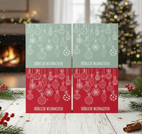 KAMACA Servietten Papierservietten Motivservietten Weihnachtskugeln in Rot und Grün 3 lagig 33x33 cm festliche Tischdekoration Feier Brunch Dinner Advent Weihnachten (80 Servietten Kugeln rot+grün)