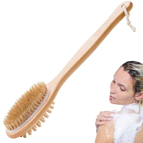 JCM B-C Back Scrubber - Body Brush for Men and Women | Exfoliating Brush with Massage Beads for Cellulite | Back Brush Long Handle for Shower - Back Scrubbers for Use in Shower with Massage Nodes