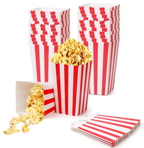Furuising 40 Stück Popcorn Tüten Klein, 7.1X5.1X11.5cm Rote Popcorntüten Klein, Mini Popcorn Eimer Pappe Becher für Filmabend Kino, Partysnacks, Candy Behälter, Weihnachten, Geburtstagsfeier Box