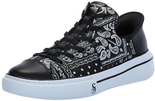 Skechers Unisex Hands-free Slip-ins x Dogg-Snoop ONE Double G sneakers, Svart/Vit Bandana Tryck Läder, 6,5 UK, Svart vit bandana tryck läder, 40 EU