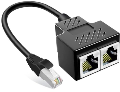 CABLEPELADO Adaptador Divisor de Red 1 RJ45 a 2 RJ45, Duplicador RJ45, Ethernet Splitter, Divisor Ethernet RJ45, Splitter de Red, Apto para Cat 5 / Cat 5e / Cat 6 / Cat 7, 8P8C, hasta 100 Mbps