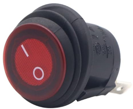 12 VDC 3-poliger Runder Wippschalter mit Rotem Licht und Deckel für Auto, Boot, LKW – Kippschalter EIN/Aus, 20 Mm – Ideal für den Automatischen Einsatz (10PCS)