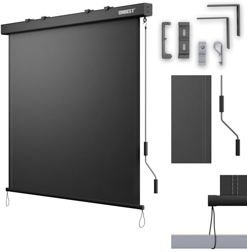 ONBEST Senkrechtmarkise außen & innen - ausziehbar in 2 Größen – 250 x 160 cm / 250 x 180 cm – Sichtschutz für Balkon & Terrasse – Handkurbel – Sonnenschutz, Windschutz (Anthrazit, 160 x 250cm)