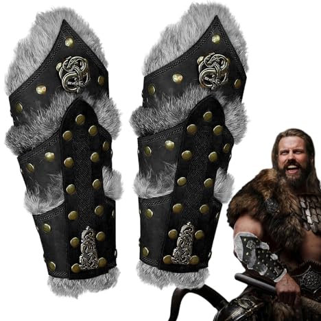 Fruusv Armschienen Leder - Mittelalter Mittelalter Handgelenkschoner 1 Paar - Mittelalter Kunstleder Armschiene, Steampunk Männer Armstulpen, Cosplay Kostüm Zubehör für Erwachsene