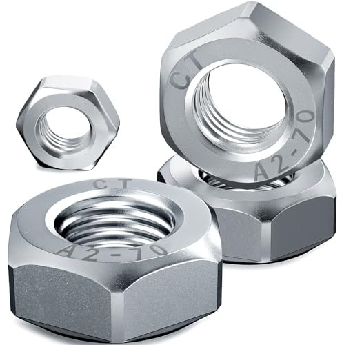 60PCS Hex Nuts M8, HOLMOL 304 Stainless Steel DIN 934 Hexagon Nut, 8mm Hex Full Nut, M8 Hexagonal Nuts for Lock Washers, Bolts and Screws