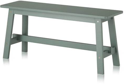 KHG Holzbank Sitzbank Flur Garderobenbank Schuhbank 100x45x29 cm - Gummibaum Holz Massiv bis 200 kg belastbar - Bettbank Landhausstil Salbeigrün lackiert