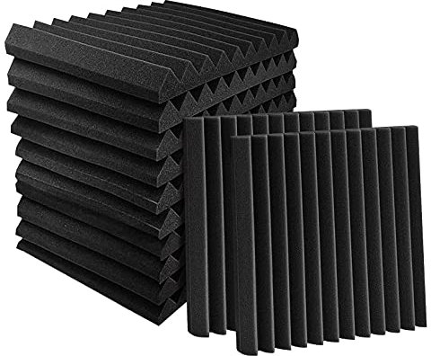 Cetfuro Panneaux de Mousse Acoustique Cales Paquet de 24 Panneaux Acoustiques 1 X 12 X 12 Pouces Tuiles Insonorisantes pour Studio Plafond D'Enregistrement
