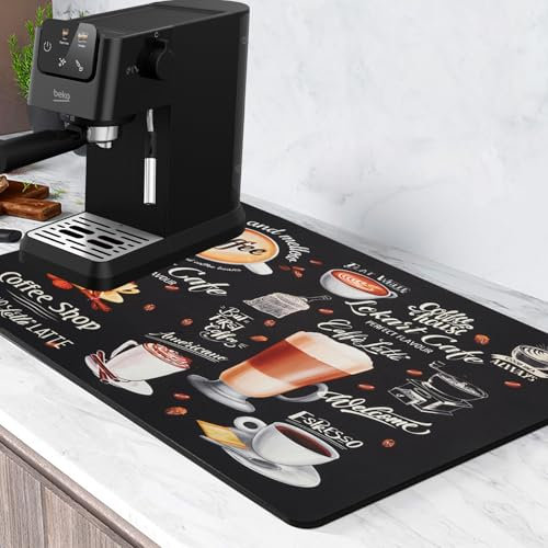 Kaffeemaschine Abtropfmatte Saugfähige Abtropfmatte 40 x 50 cm Kaffeematte Kaffeemaschine Matte Unterlage mit Schmutzabweisender Rutschfeste Gummisohle für Kaffeemaschine, Küche, Spüle, Bad, Theke
