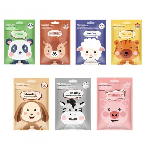 7 Piezas Mascarillas Faciales Mascarilla Facial Calmante, Hidratante, Iluminadora, Control De Grasa Mascarilla Cara Membrana Animal Divertida